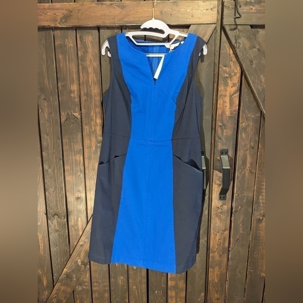 BODEN sheath dress, black and royal blue. 10r
